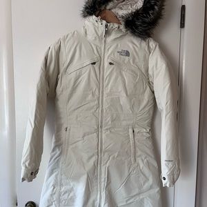North Face Women's Arctic White Waterproof Parka Coat Size small